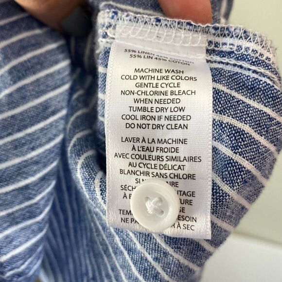 Beach Lunch Lounge Striped button up, blue and white size M women’s lightweight - Picture 3 of 4